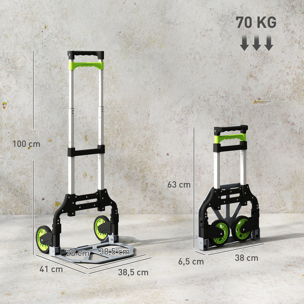 Sulankstomas rankinis vežimėlis, aliuminis, su reguliuojama rankena iki 100 cm
