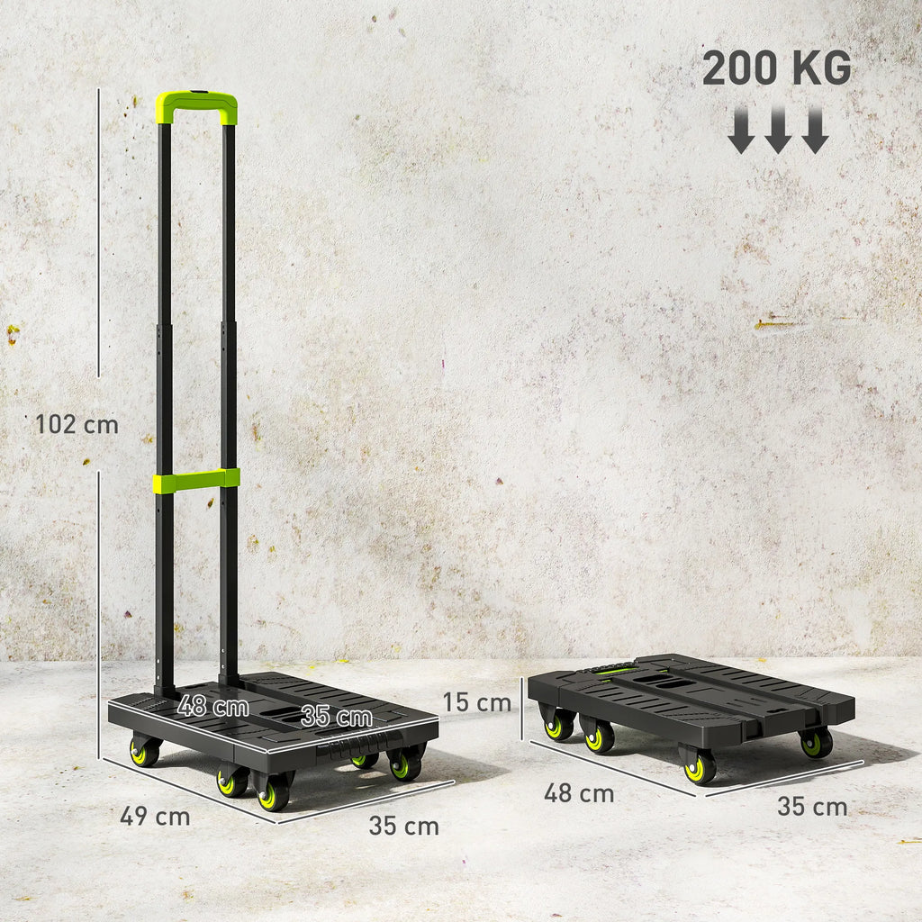 Sulankstomas rankinis vežimėlis, iki 200 kg, žalias