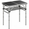 Sulankstomas stalas stovyklavimui aliuminis 60x40 cm reguliuojamas juodas