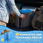 Sulankstytas baseinas sudėtas automobilio bagažinėje kelionei