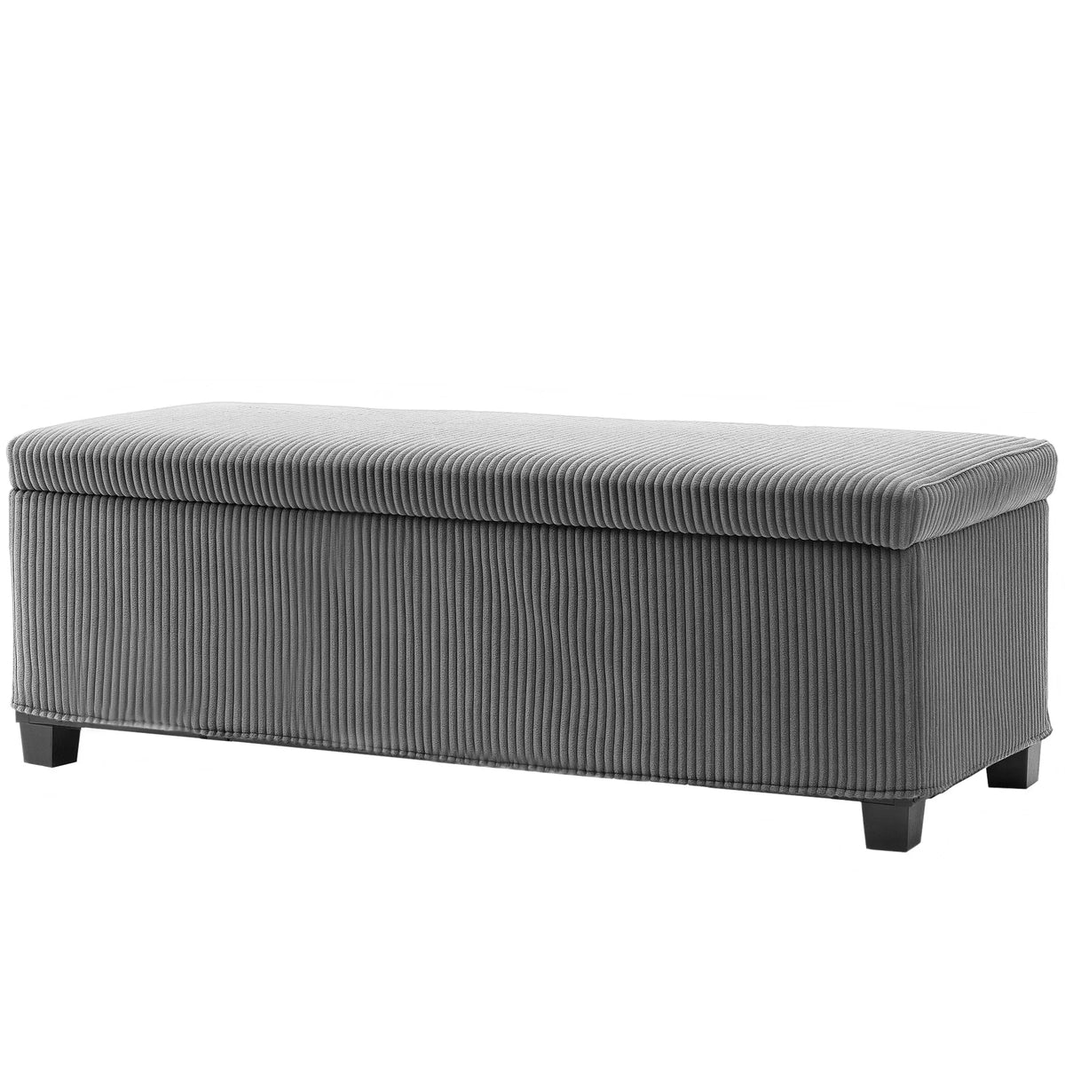 Sulankstomas suoliukas-daiktadėžė, 84 l, 112 × 42 × 40 cm, veliūrinis, pilkas