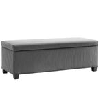 Sulankstomas suoliukas-daiktadėžė, 84 l, 112 × 42 × 40 cm, veliūrinis, pilkas