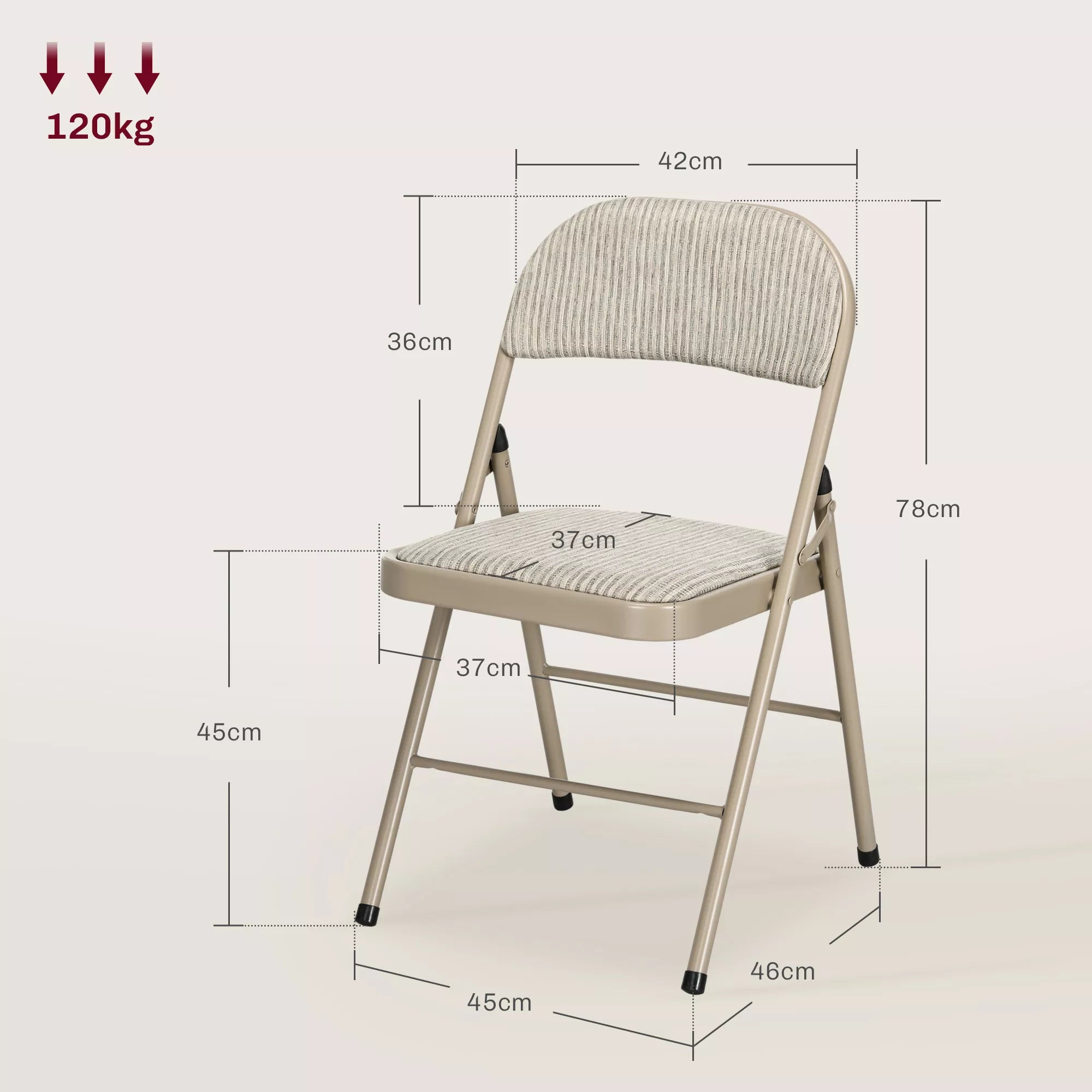 Sulankstomos kėdės, 4 vnt., iki 120 kg, smėlio spalvos