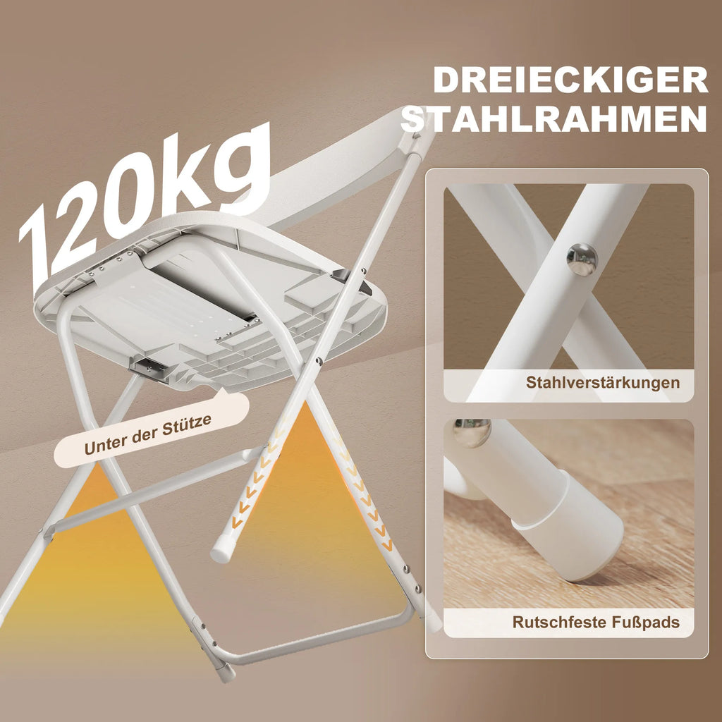 Sulankstomos kėdės, 6 vnt., su atrama kojoms, iki 120 kg, baltos