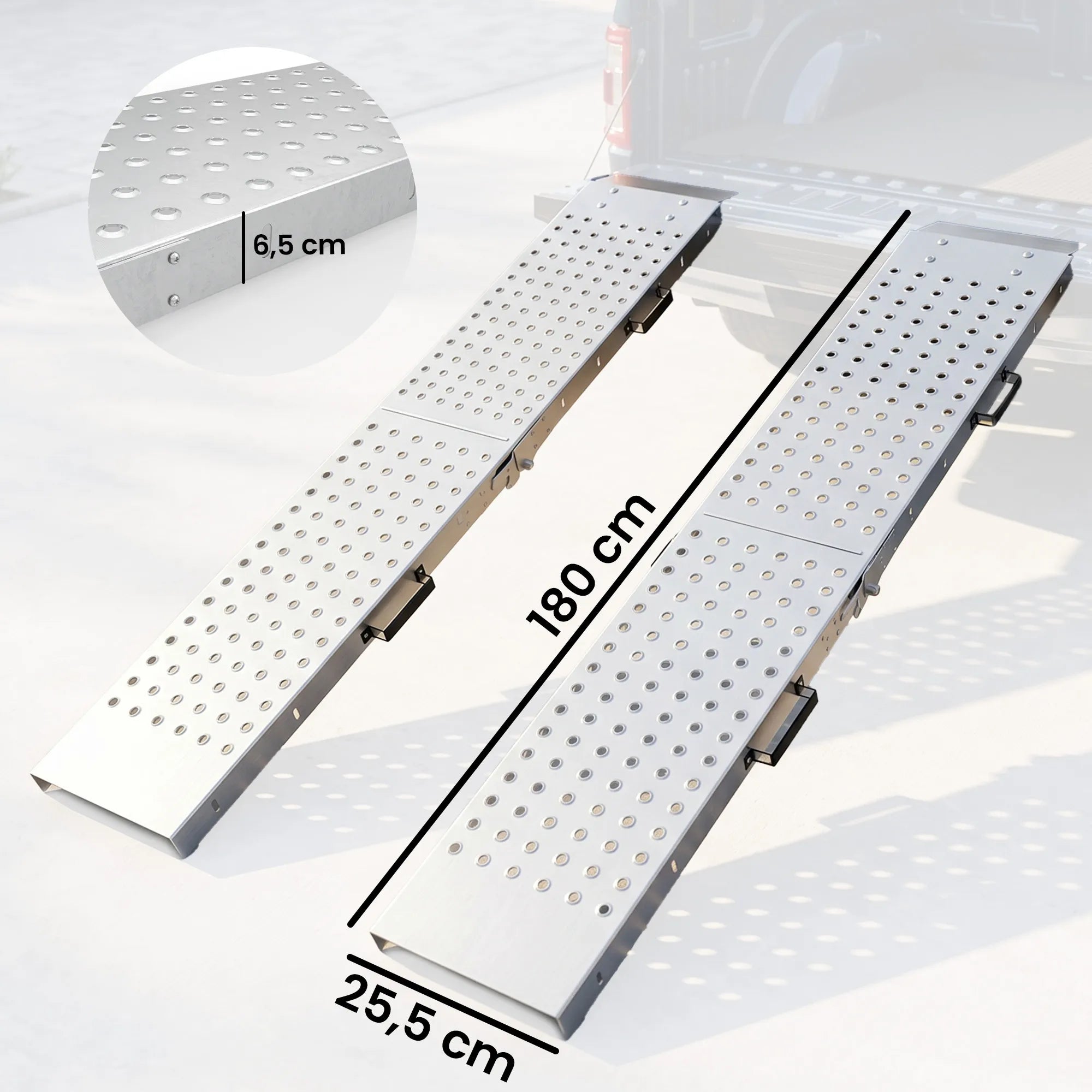 Sulankstomos užvažiavimo rampos 2 vnt., 400 kg, sidabrinės