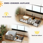 Šuniukų aptvaras su 7 sekcijomis ir guoliu 203x102x60cm juodas