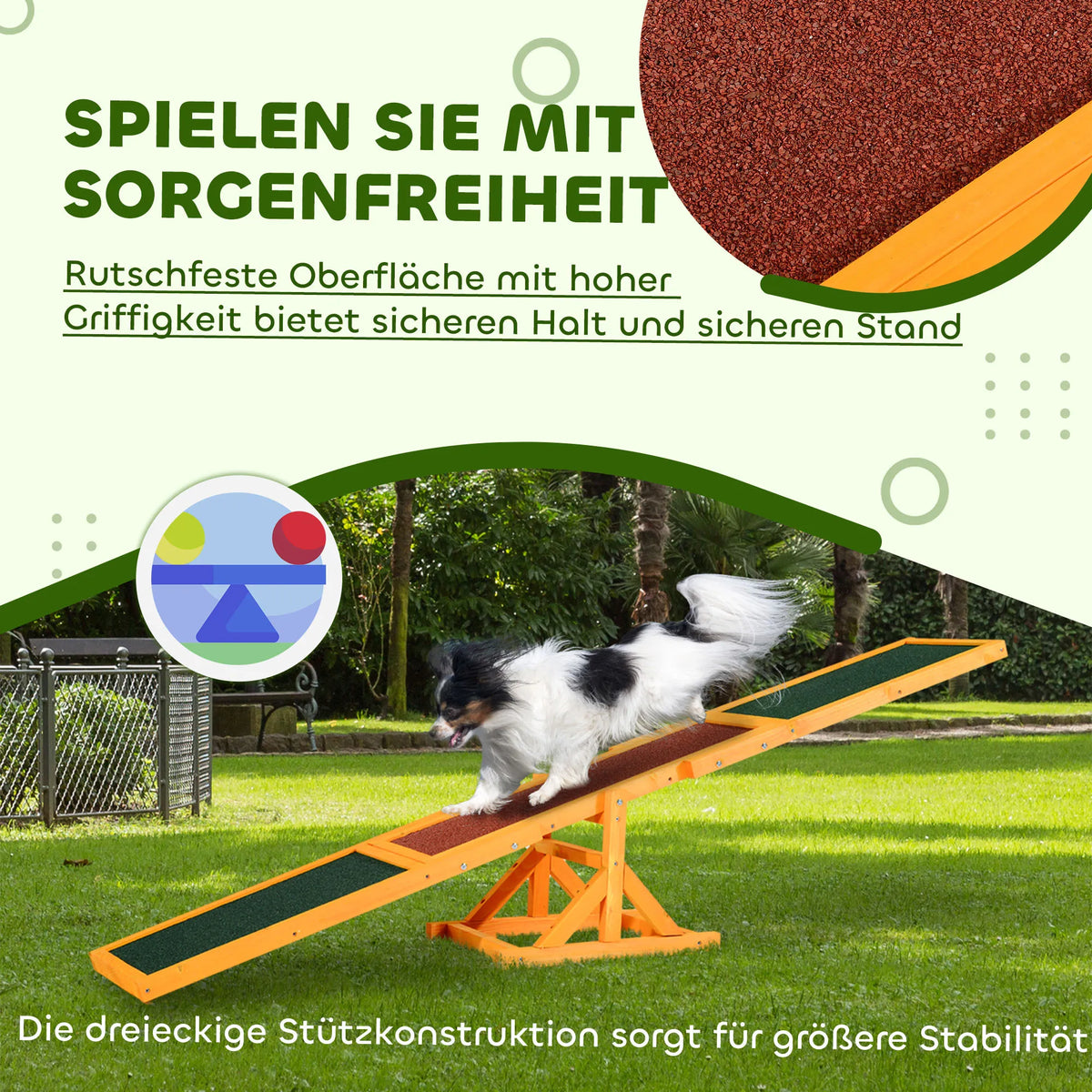 Šuns agility sūpuoklės, neslidžios, iki 30 kg, 180x30x30 cm