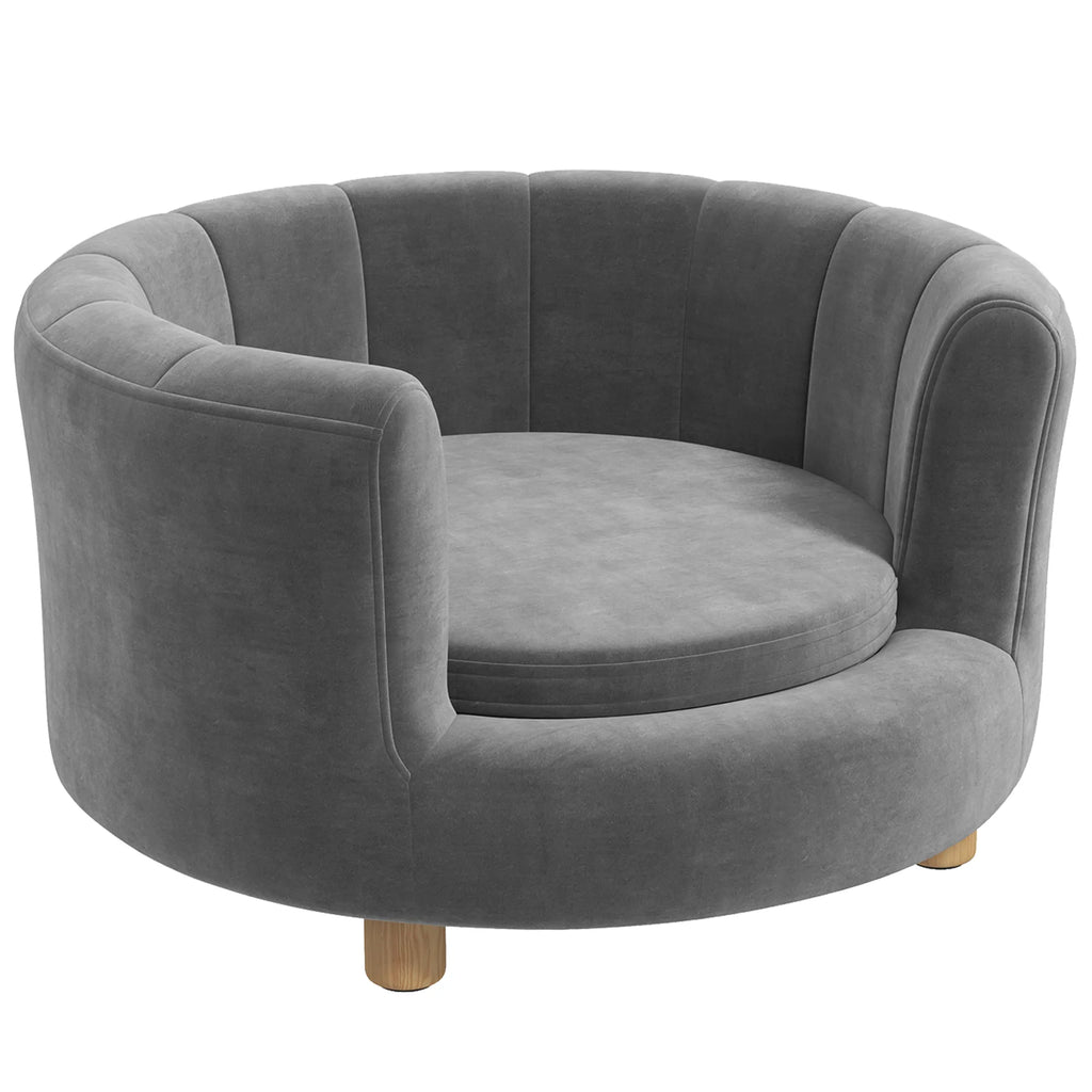 Šuns guolis sofa, su medinėmis kojelėmis, iki 4,5 kg, pilkas