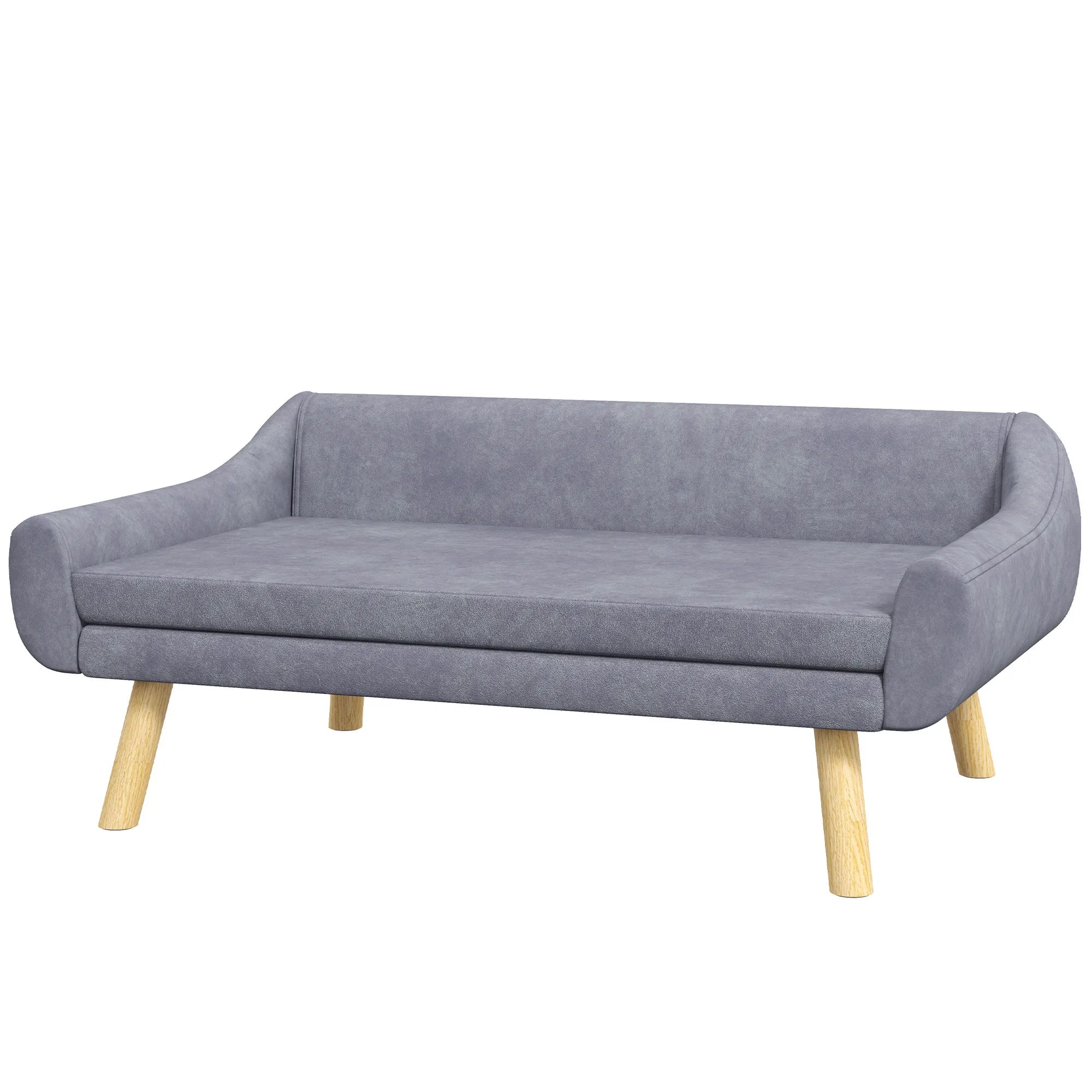 Šuns guolis sofa, su nuimama pagalve, veliūrinis, pilkas