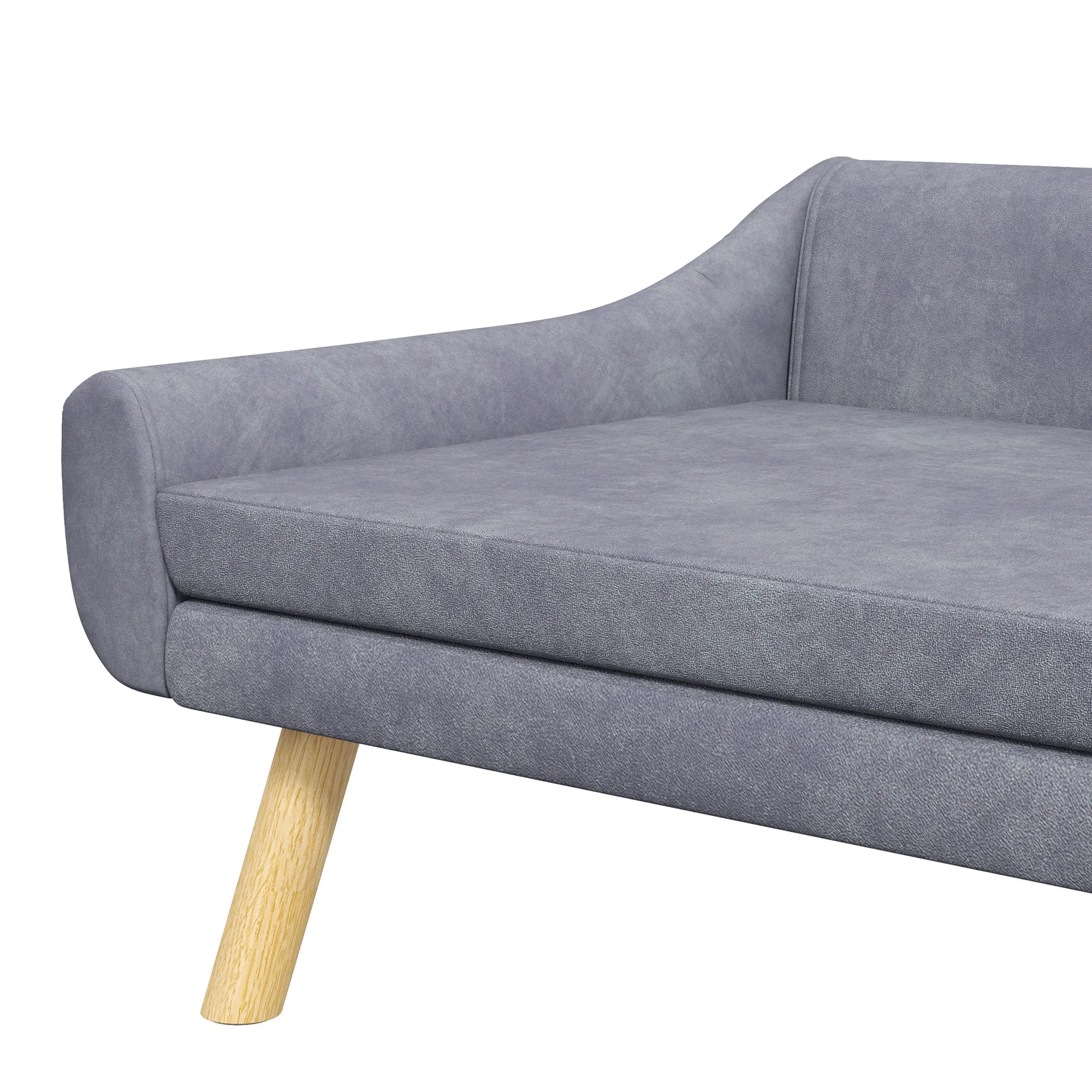 Šuns guolis sofa, su nuimama pagalve, veliūrinis, pilkas