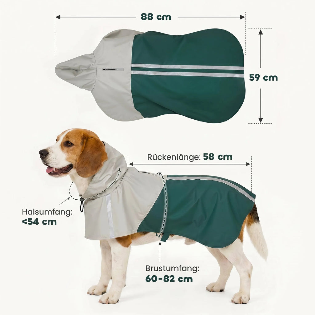 Šuns lietpaltis, reguliuojamas, 15–20 kg šunims, žalias