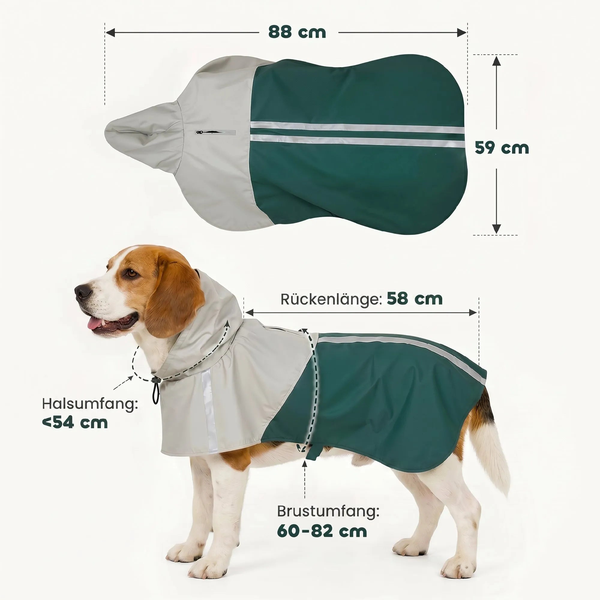Šuns lietpaltis, reguliuojamas, 15–20 kg šunims, žalias