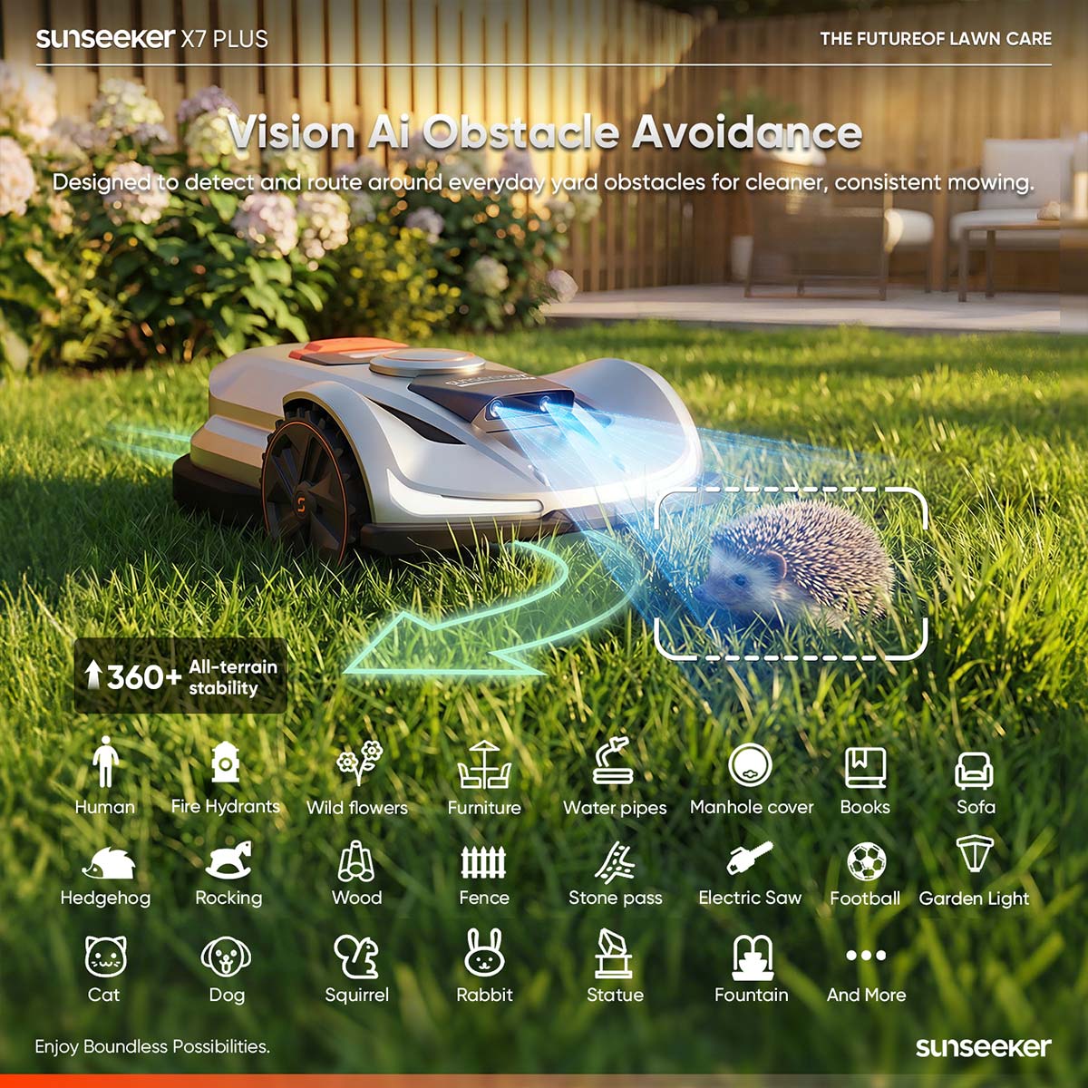 Vejos robotas Sunseeker X7 Plus GEN 2 (6000 m²)