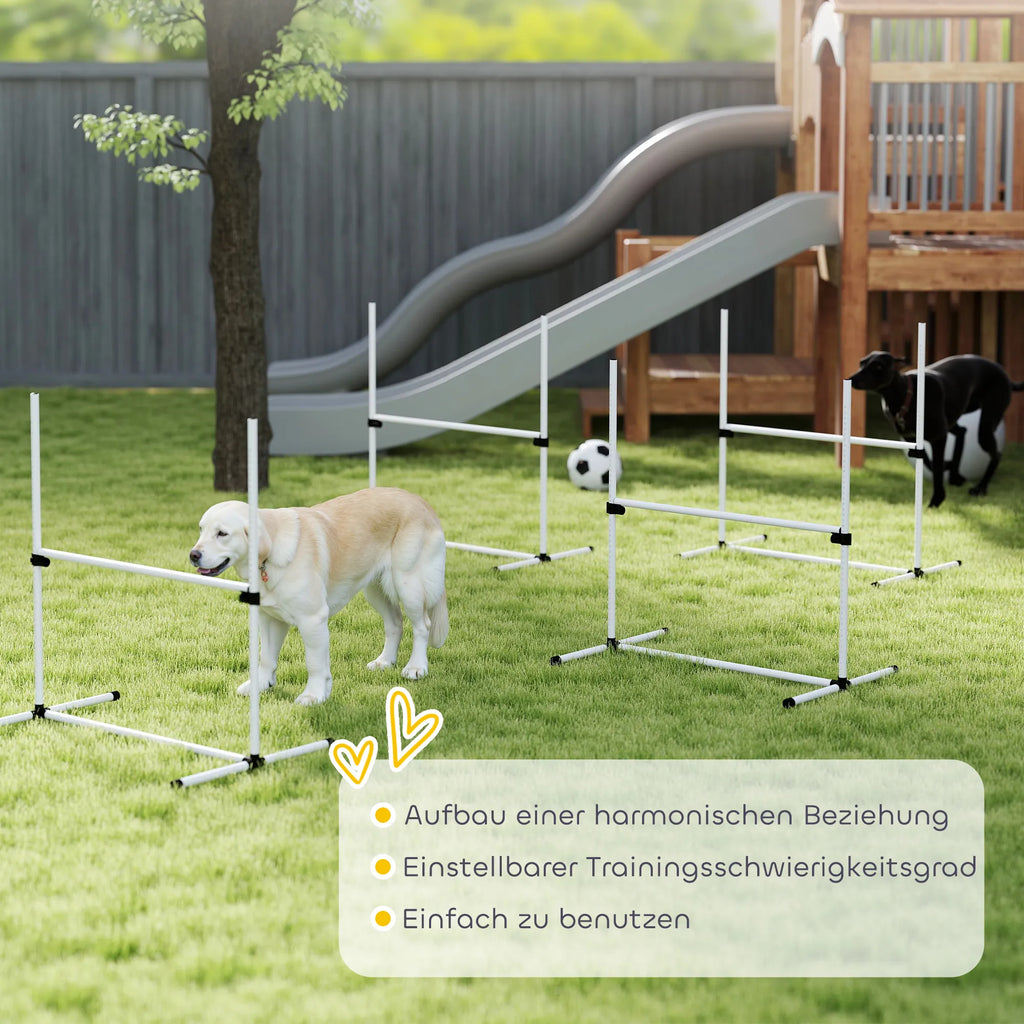 Šunų agility rinkinys, reguliuojamo aukščio, 4 vnt., baltas