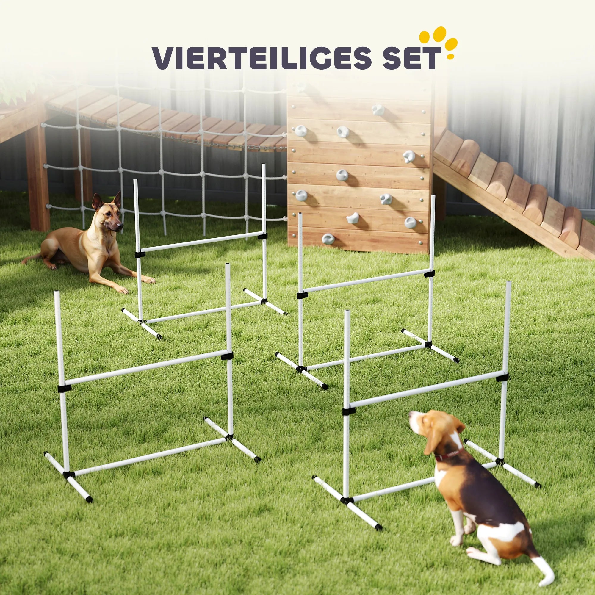 Šunų agility rinkinys, reguliuojamo aukščio, 4 vnt., baltas