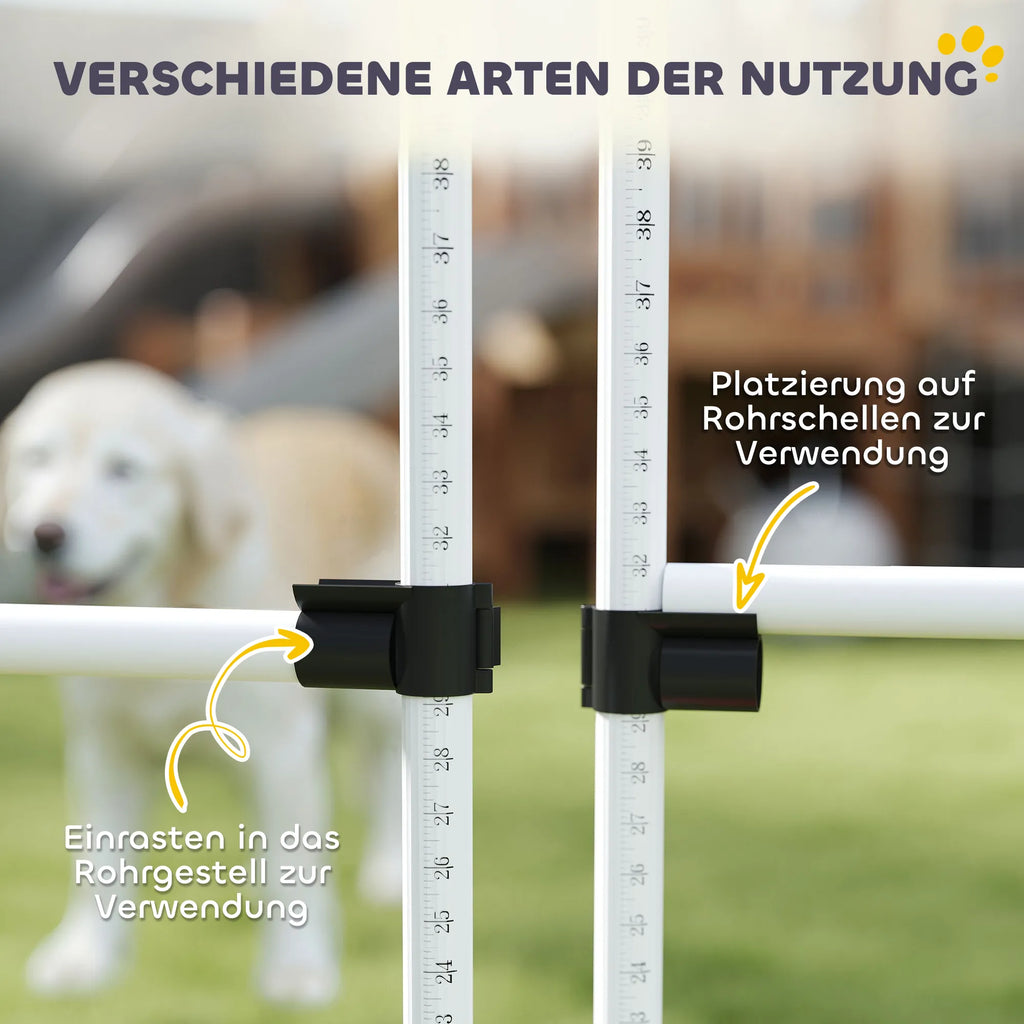 Šunų agility rinkinys, reguliuojamo aukščio, 4 vnt., baltas