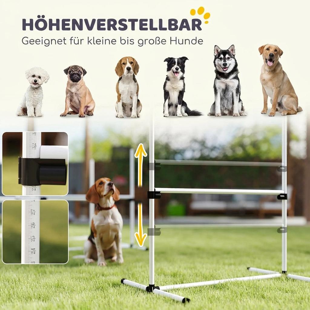 Šunų agility rinkinys, reguliuojamo aukščio, 4 vnt., baltas