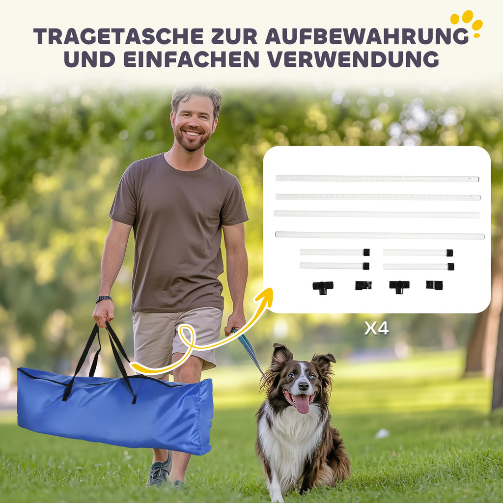 Šunų agility rinkinys, reguliuojamo aukščio, 4 vnt., baltas