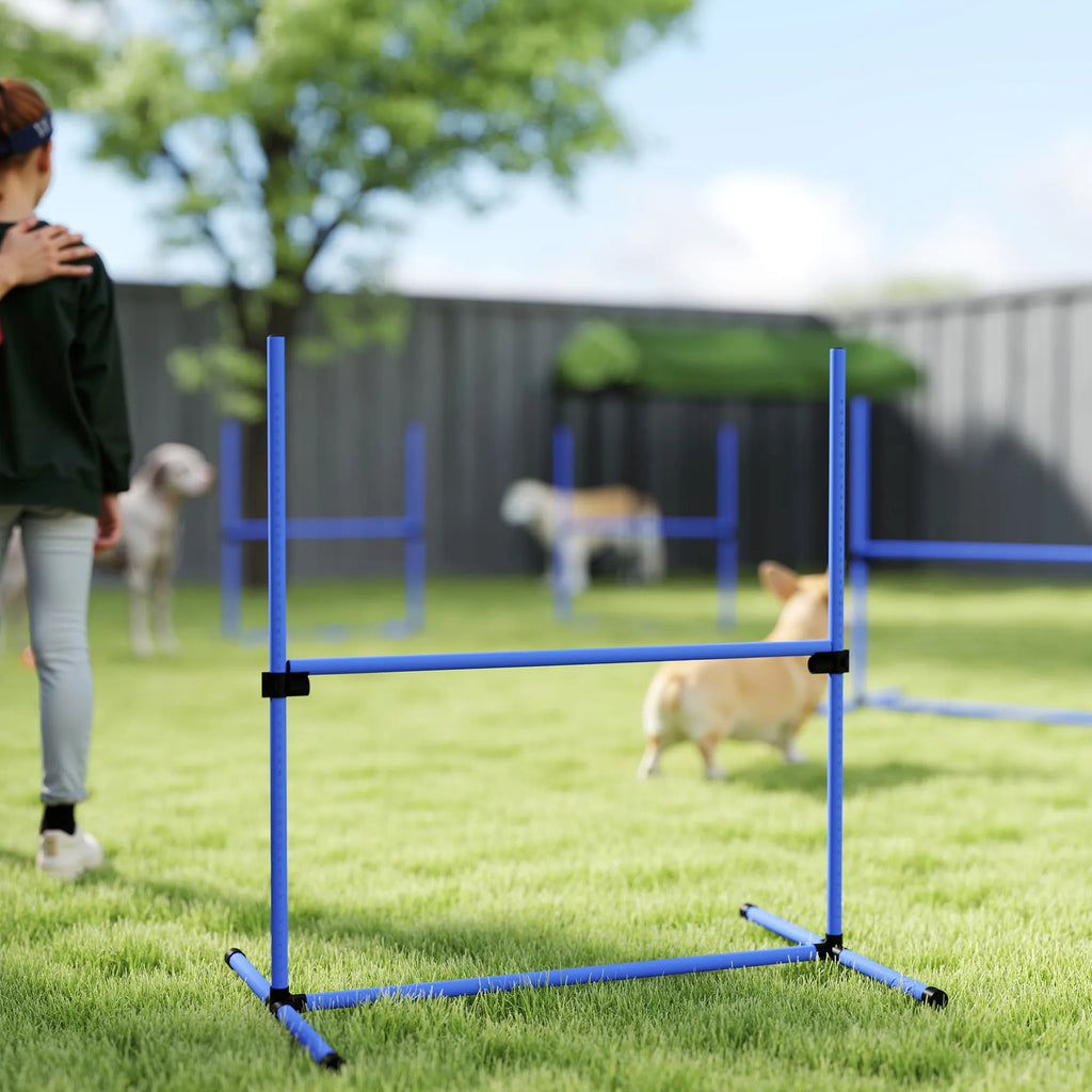 Šunų agility rinkinys, reguliuojamo aukščio, 4 vnt., mėlynas