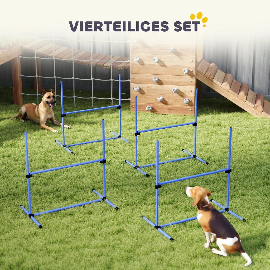 Šunų agility rinkinys, reguliuojamo aukščio, 4 vnt., mėlynas