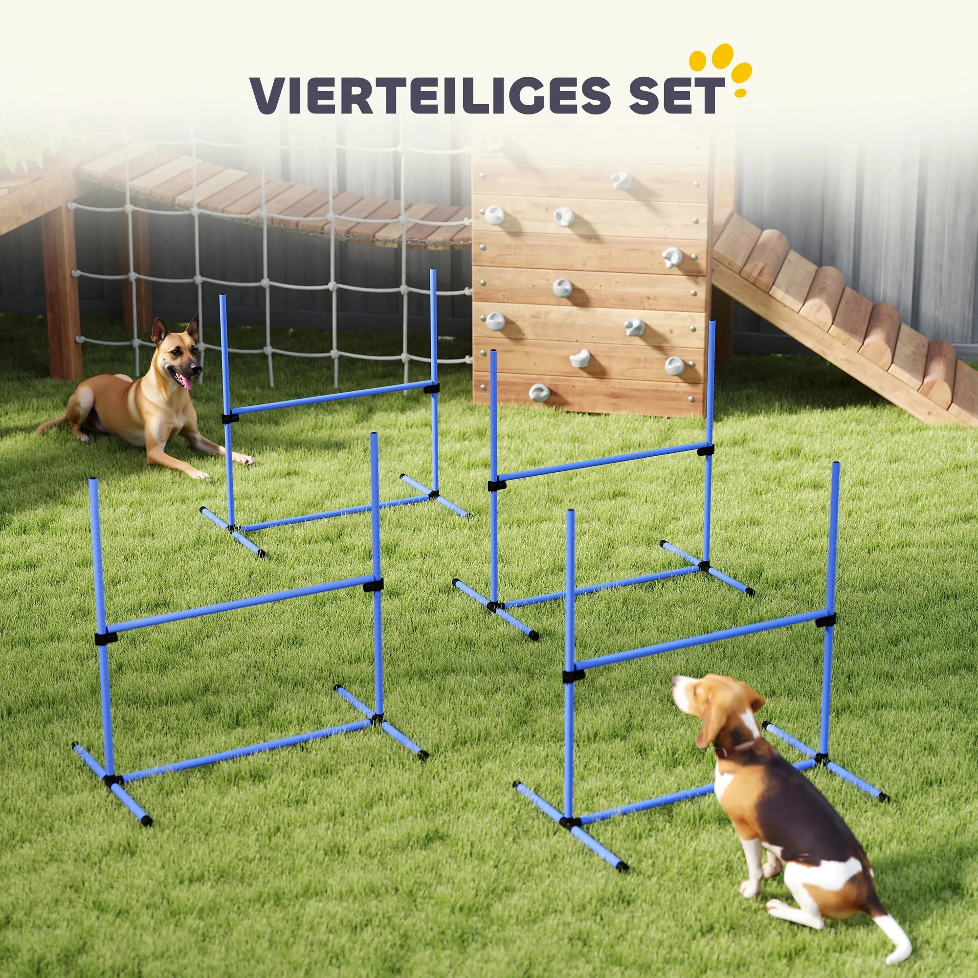 Šunų agility rinkinys, reguliuojamo aukščio, 4 vnt., mėlynas