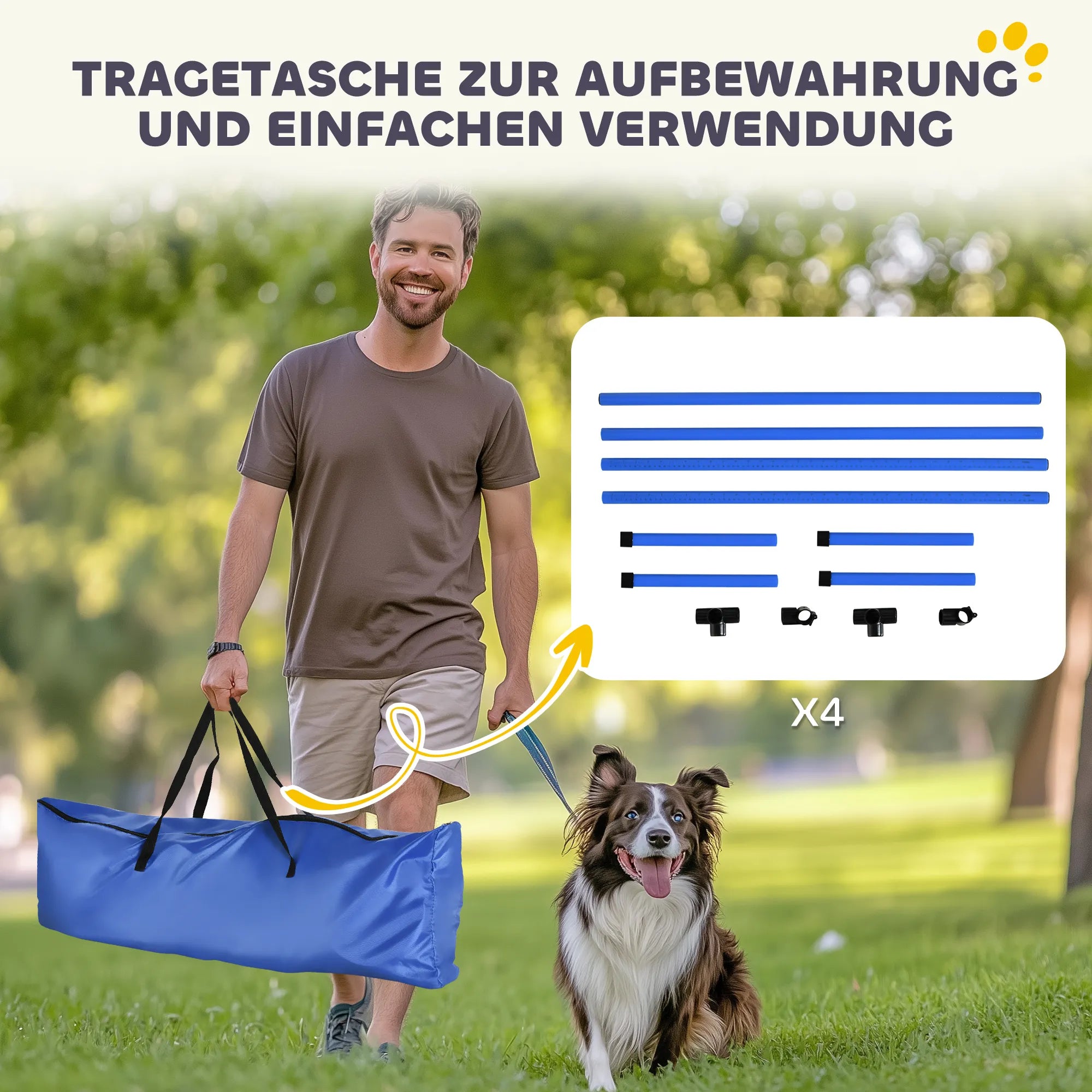 Šunų agility rinkinys, reguliuojamo aukščio, 4 vnt., mėlynas