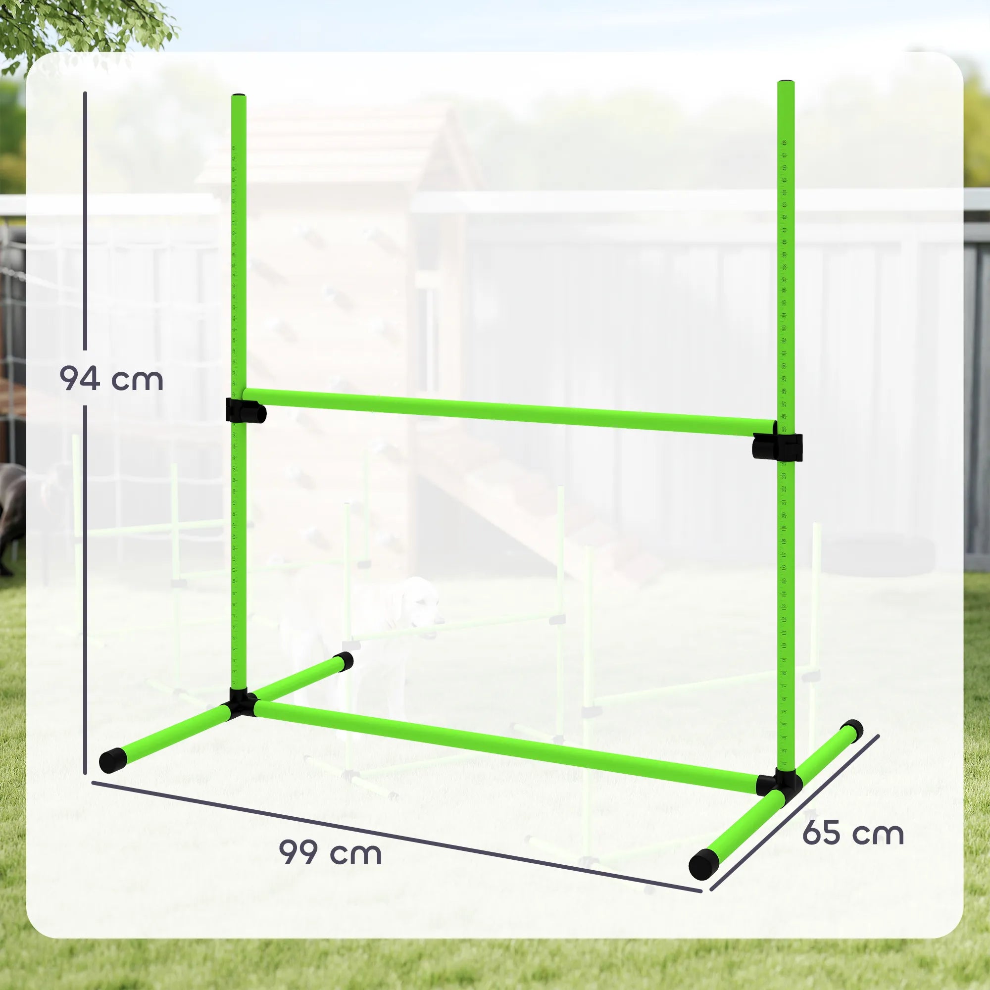 Šunų agility rinkinys reguliuojamo aukščio sporto įranga 99 x 65 x 94 cm žalias