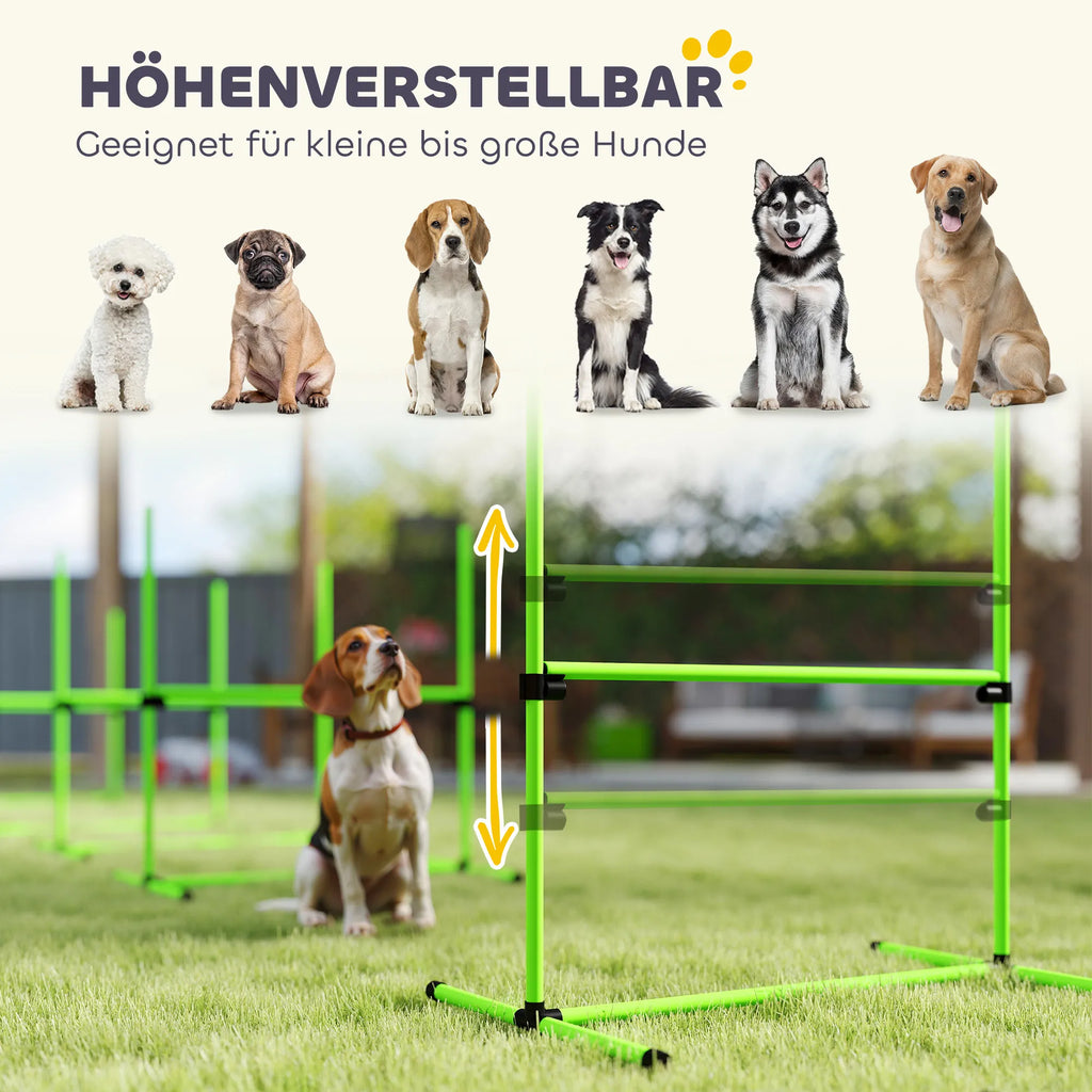 Šunų agility rinkinys reguliuojamo aukščio sporto įranga 99 x 65 x 94 cm žalias