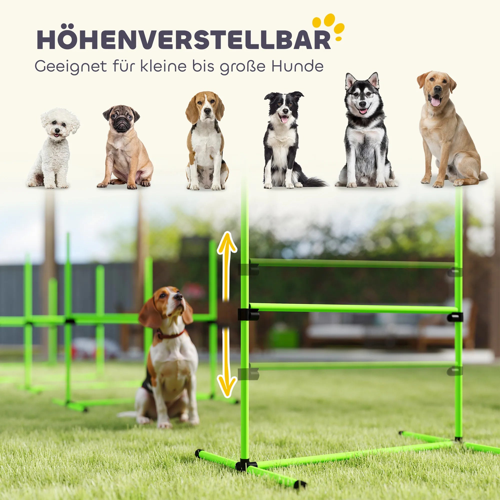 Šunų agility rinkinys reguliuojamo aukščio sporto įranga 99 x 65 x 94 cm žalias