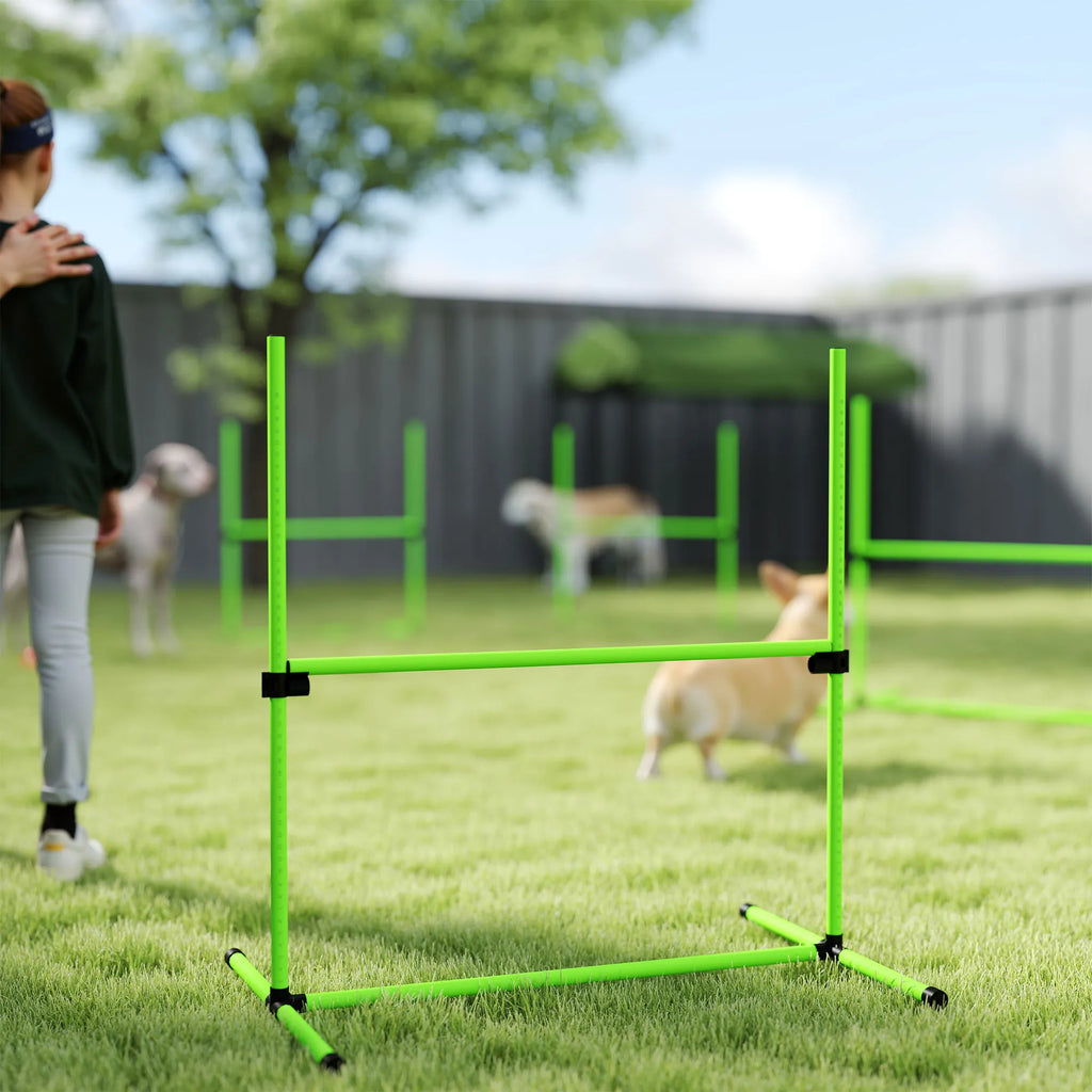 Šunų agility rinkinys reguliuojamo aukščio sporto įranga 99 x 65 x 94 cm žalias