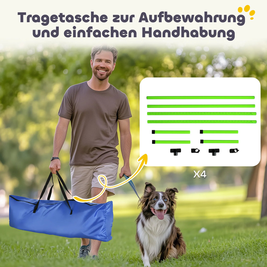Šunų agility rinkinys reguliuojamo aukščio sporto įranga 99 x 65 x 94 cm žalias