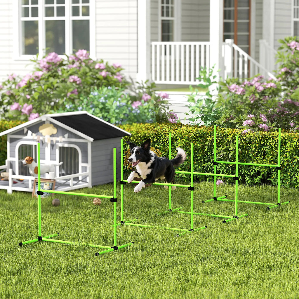 Šunų agility rinkinys reguliuojamo aukščio sporto įranga 99 x 65 x 94 cm žalias