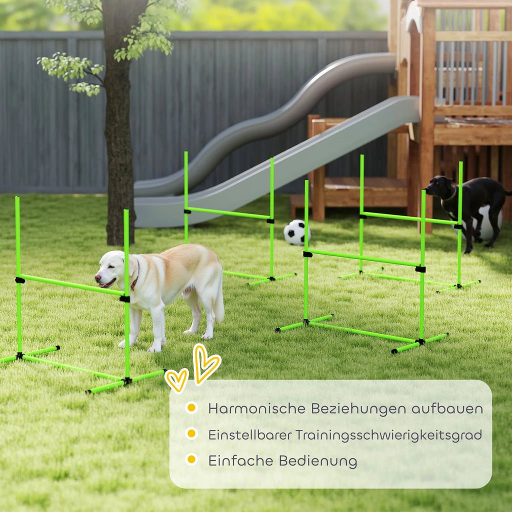 Šunų agility rinkinys reguliuojamo aukščio sporto įranga 99 x 65 x 94 cm žalias