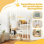 Šunų apsauginiai varteliai su integruotais katės varteliais 75-85 cm, baltos spalvos