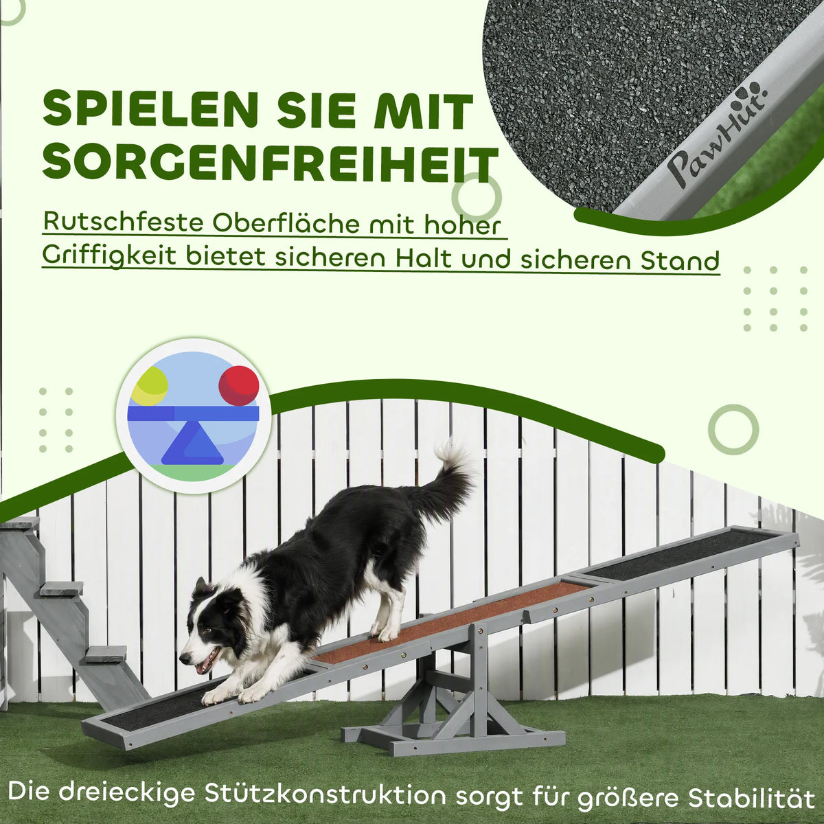 Šunų balansyras Aqulity Agility treniruotėms, iki 30 kg, pilkas
