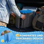 Sulankstytas baseinas kraunamas į automobilio bagažinę kelionei