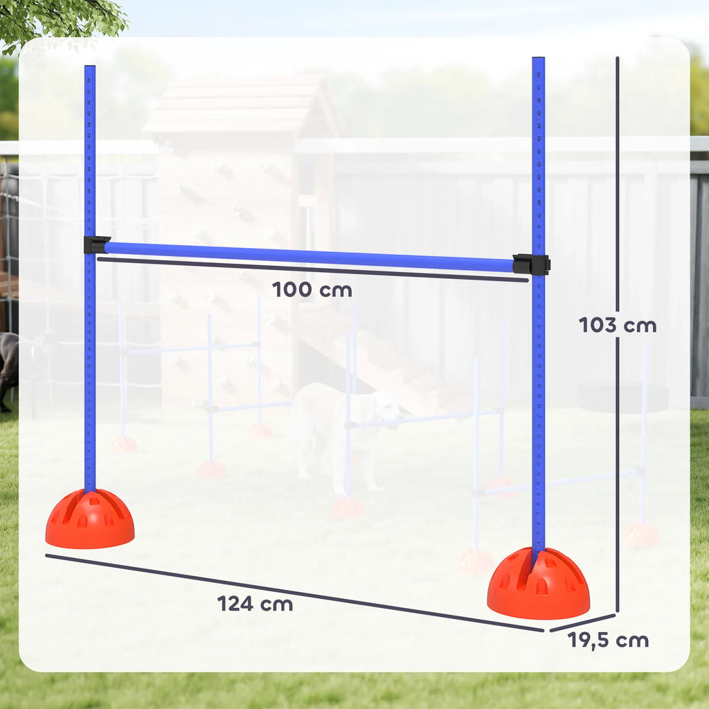 Šunų dresūros kliūtys reguliuojamo aukščio, 4 vnt., mėlynos