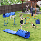 Šunų dresūros rinkinys Agility 11 dalių su tuneliais ir kliūtimis