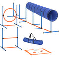 Šunų dresūros rinkinys Agility, 8 dalių su tuneliu ir kliūtimis, oranžinis