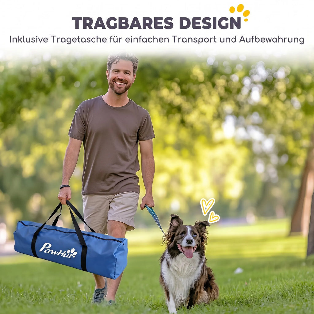 Šunų dresūros rinkinys Agility, 8 dalių su tuneliu ir kliūtimis, oranžinis