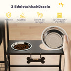 Nerūdijančio plieno dubenėliai šunų dubenėlių stove iš arti