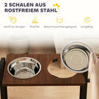 Šunų dubenėlių stovas reguliuojamu aukščiu ir kampu, 2 x 1,2 l, rudas