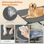 Šunų gultas pakeltas, dideliems šunims, iki 67,5 kg, 152 x 94 cm, pilkos spalvos