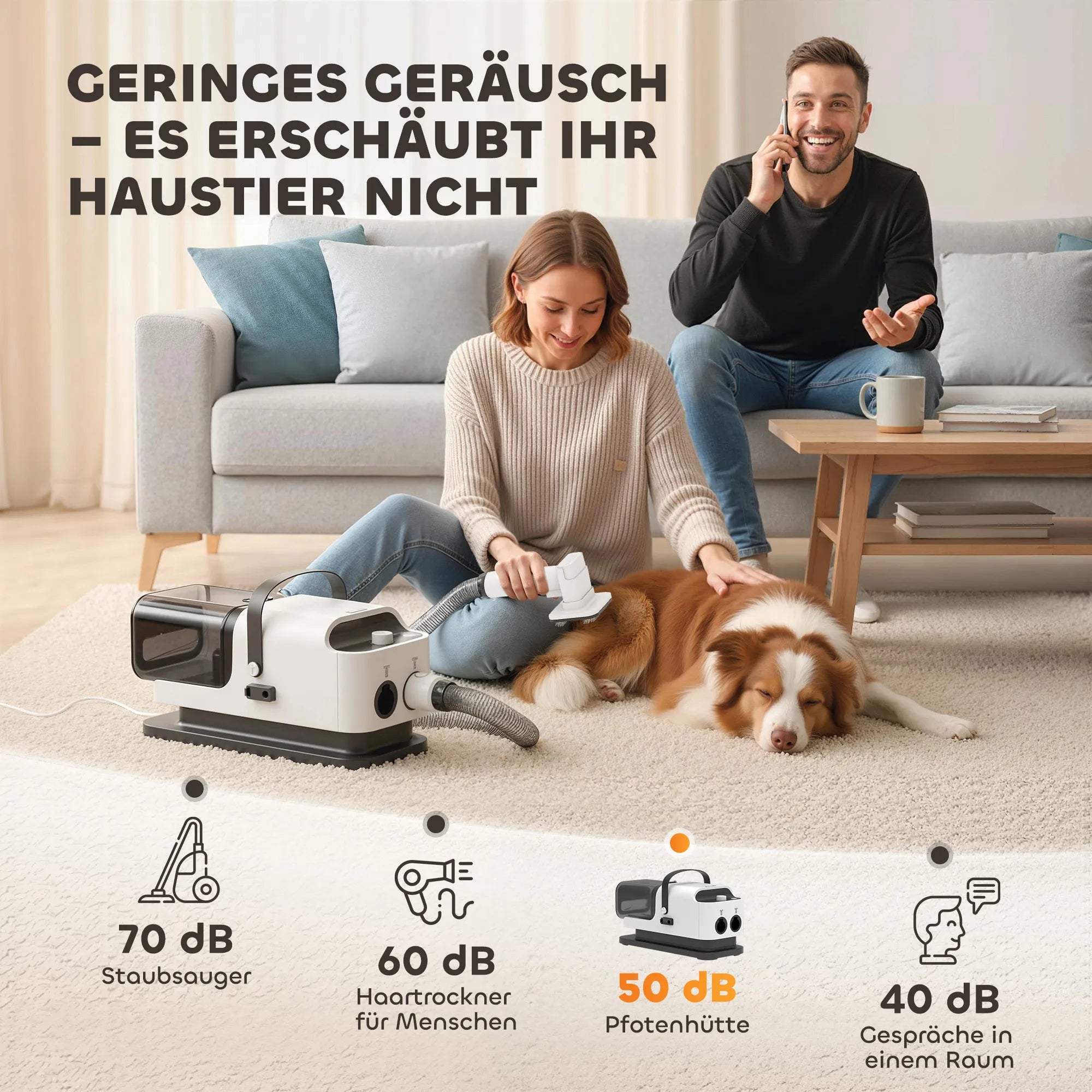 Šunų kirpimo mašinėlė su dulkių siurbliu 5-in-1, balta