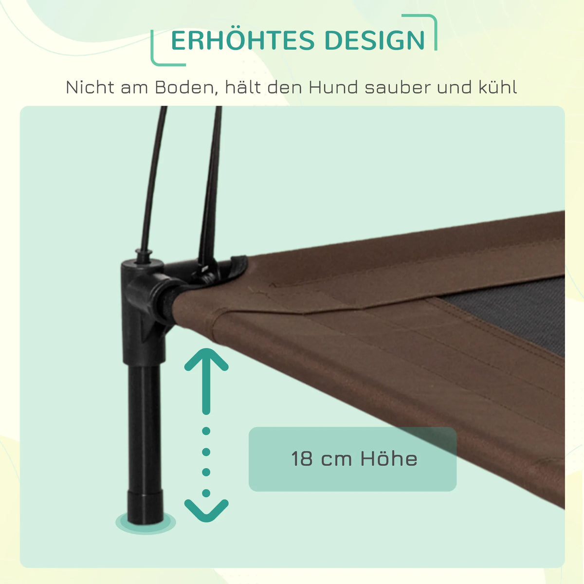 Infografika, rodanti pakeliamas kojeles ir 18 cm aukštį nuo grindų