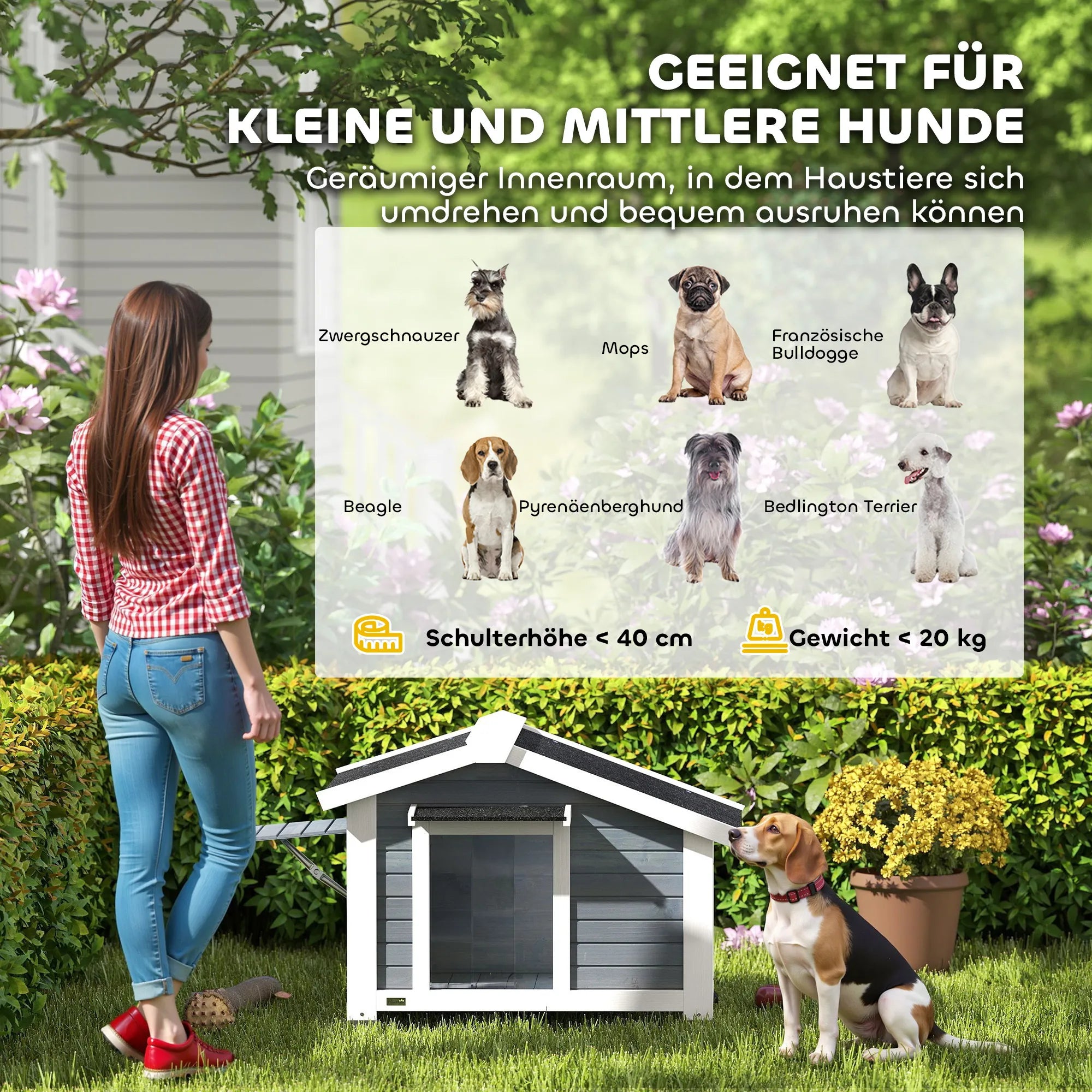 Šunų namelis tinka mažoms ir vidutinėms šunų veislėms