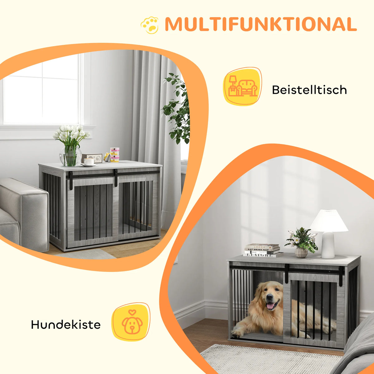 Šunų narvas su stumdomomis durelėmis, 98 x 58 x 61 cm, pilkas