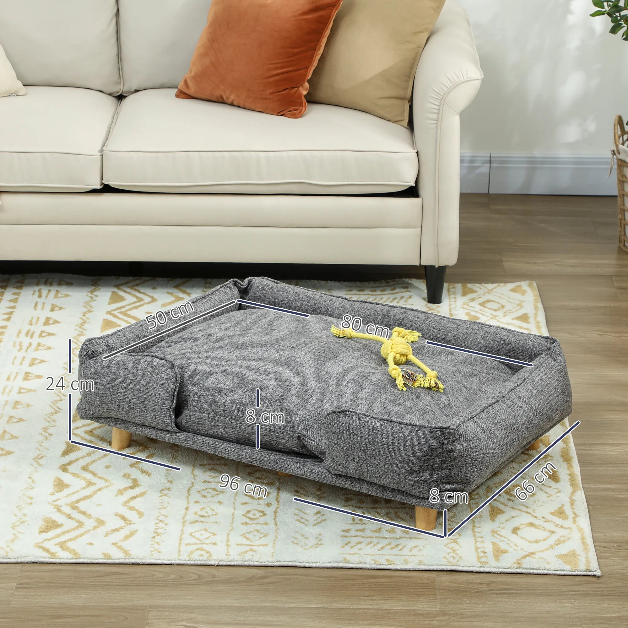 Šunų sofa, naminių gyvūnų sofa, naminių gyvūnų lovelė, nuimamas ir skalbiamas apmušalas, natūralus + tamsiai pilkas