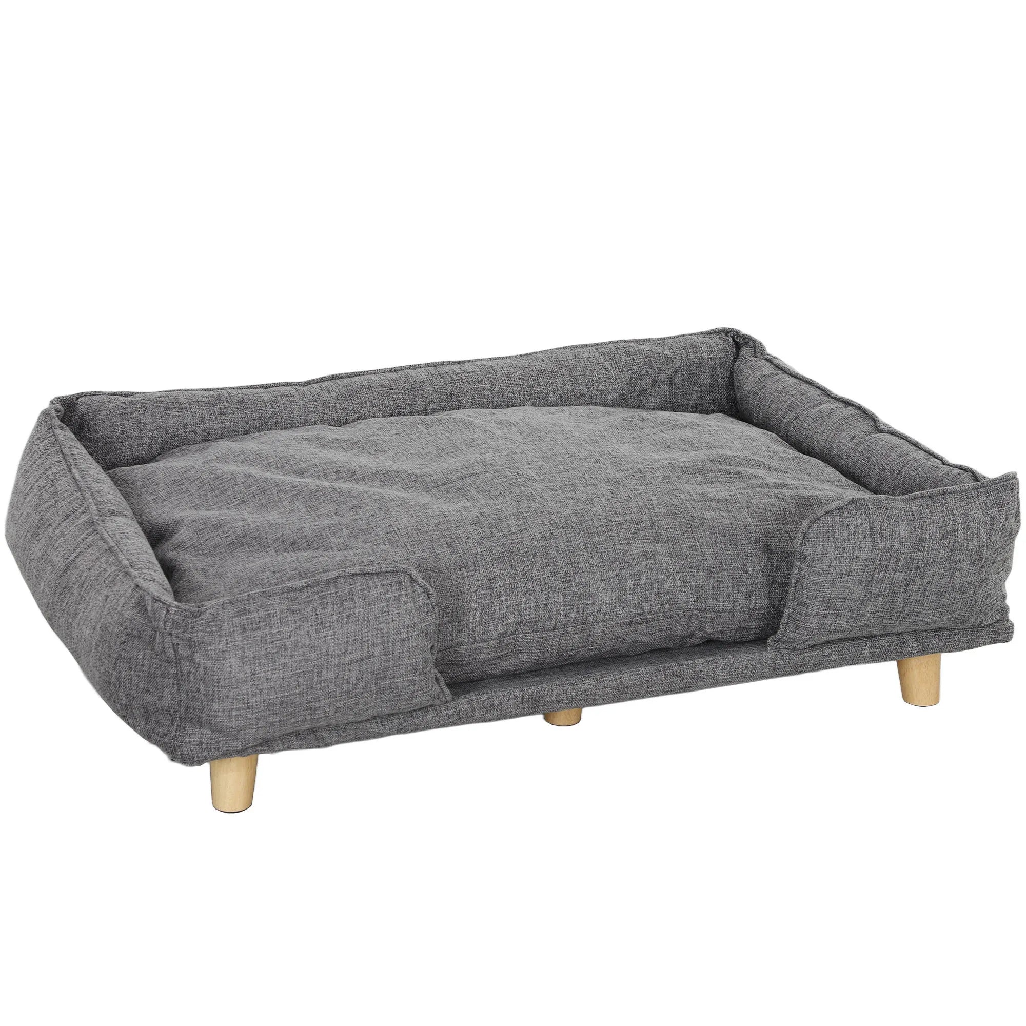 Šunų sofa, naminių gyvūnų sofa, naminių gyvūnų lovelė, nuimamas ir skalbiamas apmušalas, natūralus + tamsiai pilkas