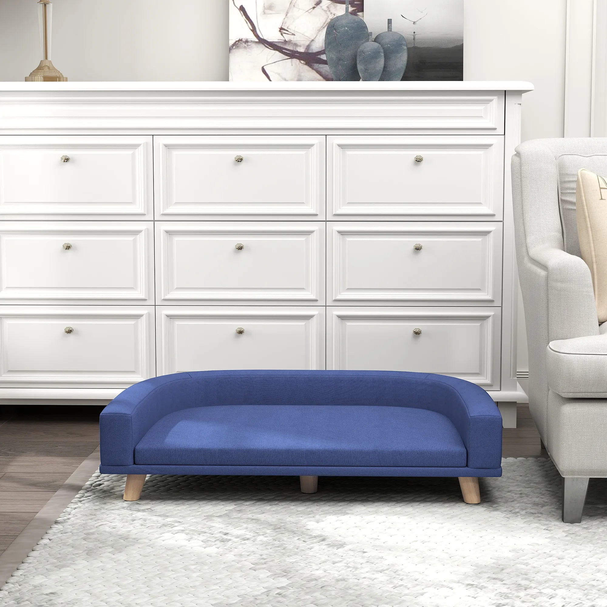 Šunų sofa su pagalve, iki 30 kg, mėlyna